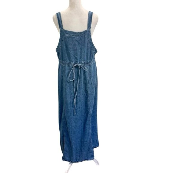 Vintage Western Button Front Denim Jumper Maxi Dress Sleeveless Y2K size 14 - Picture 4 of 6